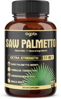 11in1 Saw Palmetto Capsules with Ashwagandha Turmeric Tribulus Maca Green Tea Ginger Holy Basil &amp More - Healthy Prostate &amp Hair Support - 180 Count 6-Month Supply
