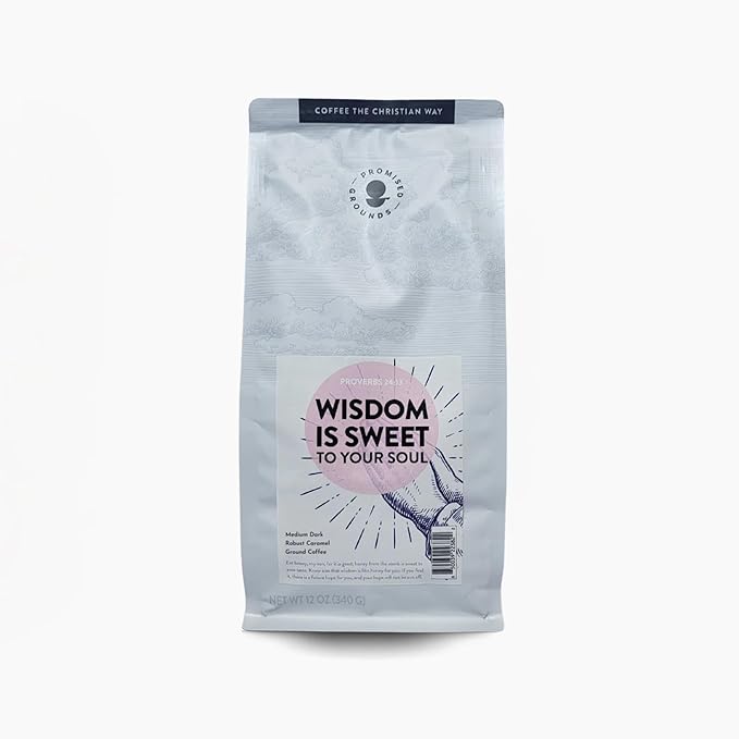 Proverbs 24 Ground Coffee – Medium Dark Roast 12oz Bag – Smooth Chocolate &amp Nut Flavor – Faith-Inspired Arabica Beans – Small-Batch Roasted in Texas – Helps Provide Clean Water