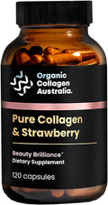 Organic Collagen Australia Beauty Brilliance Pure Collagen &amp Strawberry Capsules 120 Count