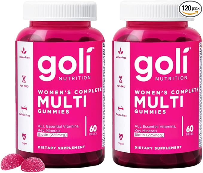 Goli Women's Multi Gummies - Complete Daily Multivitamin with All 13 Essential Vitamins Biotin Zinc - Supports Hair Skin Nails Immune System - Vegan Non-GMO - 60 Count (2 Pack)