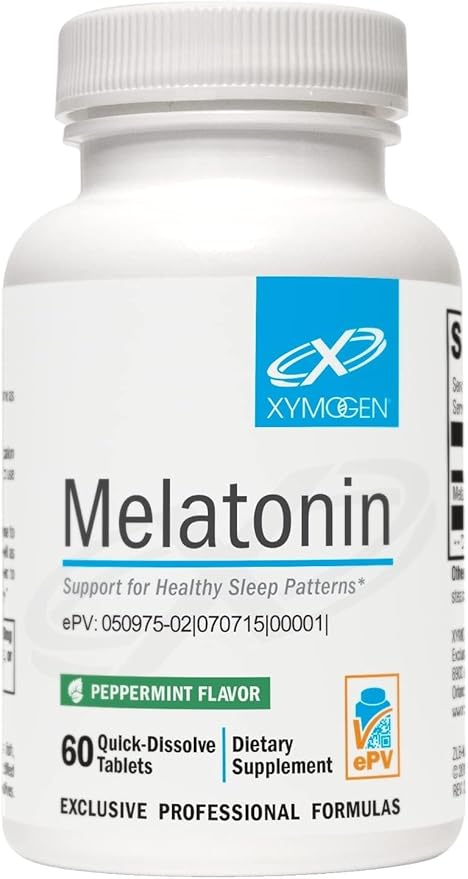 XYMOGEN Melatonin - Peppermint Lozenges - 3mg Melatonin Supplement for Nighttime Antioxidant + Immune Support (60 Quick-Dissolve Tablets)