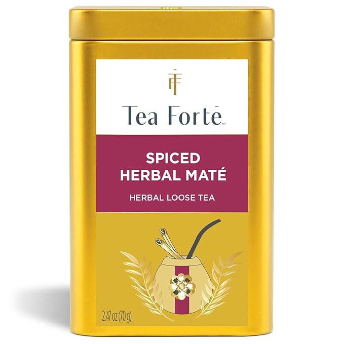 Tea Forte Spiced Herbal Maté Premium Loose Leaf Caffeinated Herbal Tea Blend Canister Makes 35-50 Cups