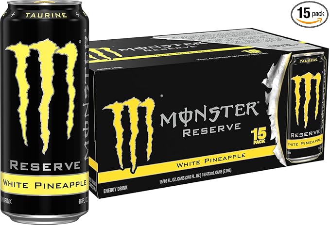 Monster Energy Reserve White Pineapple Yellow Energy Drink 16 Ounce | Pack of 15