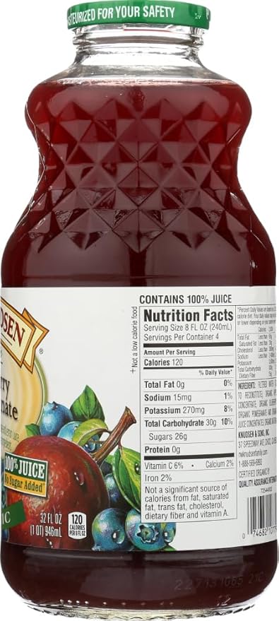 R.W. Knudsen Blueberry Pomegranate Juice OG2 32 oz. (Pack of 12)