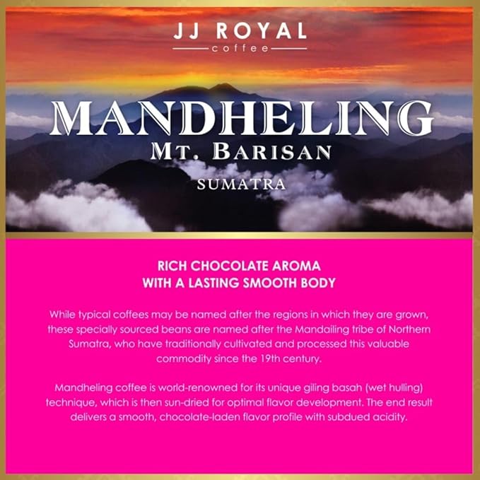 JJ Royal Coffee Mandheling Arabica 200g Ground Coffee (Pack of 2)