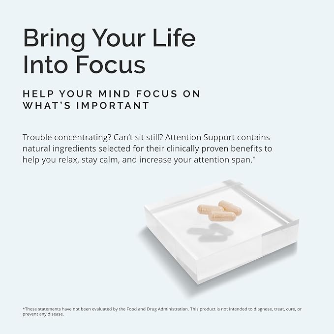 BRAINMD Dr Amen Attention Support - 90 Capsules - Promotes Mental Focus &amp Impulse Control - Gluten Free - 30 Servings