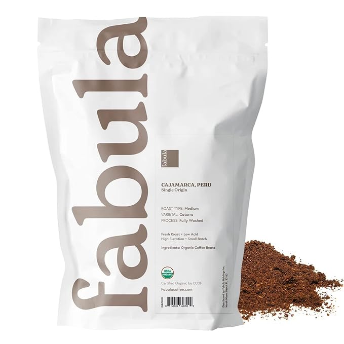 Fabula Organic Coffee for French Press Low Acid Coffee Freshly Ground - Non-GMO - No Mold - Mycotoxins Pesticides Free - Single Origin - 12 oz