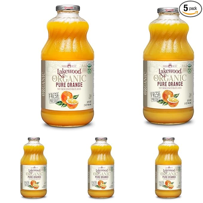 Lakewood Organic Pure Orange Juice 32 FZ (Pack of 5)