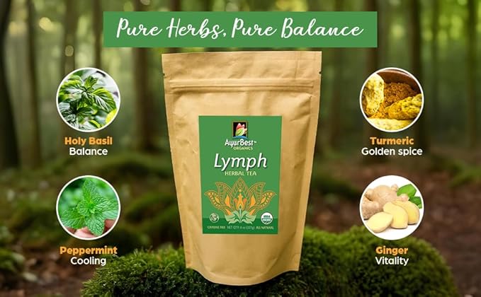 AyurBest Lymph Herbal Tea USDA Certified Organic Net Wt. 8 oz (227g) Loose Tea