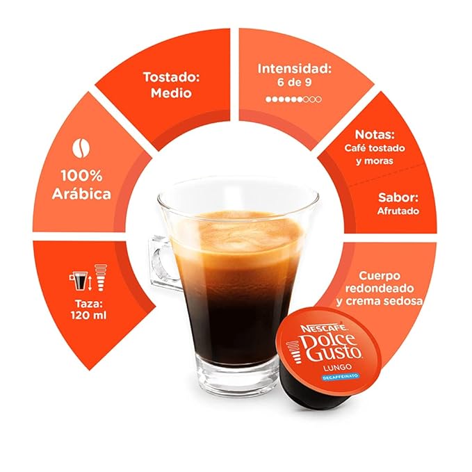 Nescafe Dolce Gusto Coffee Pods Lungo Decaffeinato 16 capsules Pack of 3