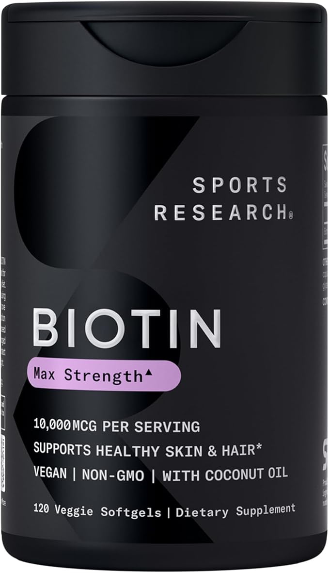 Sports Research Women's Supplement Pack - Vegan Biotin 10000mcg with Coconut Oil Multi Collagen Peptides (Type I II III V X) Enhanced with Hyaluronic Acid &amp Vitamin C &amp Phytoceramides 35