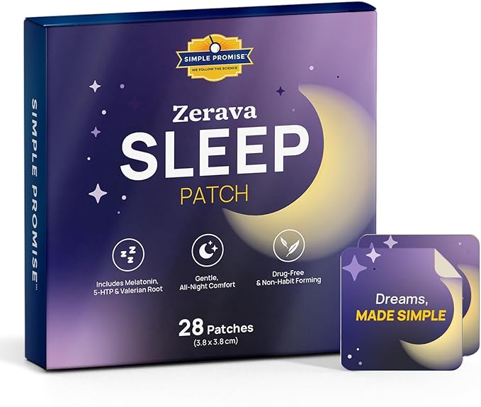Zerava Sleep Patch For Adults | Natural Sleep Aid For Tired Adults &amp Busy Parents | Comfort Feel That Holds All Night | 8-Hour Slow Release | Non-Habit Forming | Easy On &amp Off | 28 Patches | L