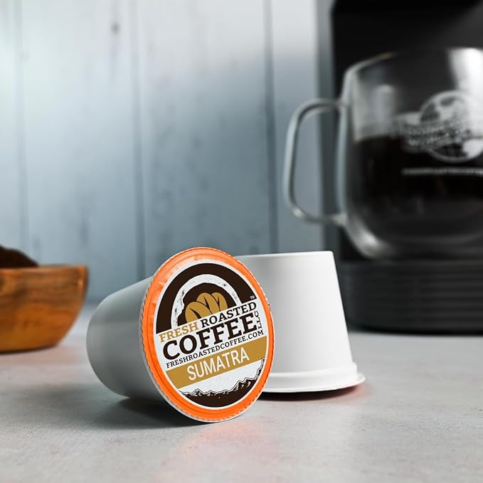 Fresh Roasted Coffee Sumatra Mandheling |100% Single Origin | Medium Roast 96 Pods for K Cup Brewers