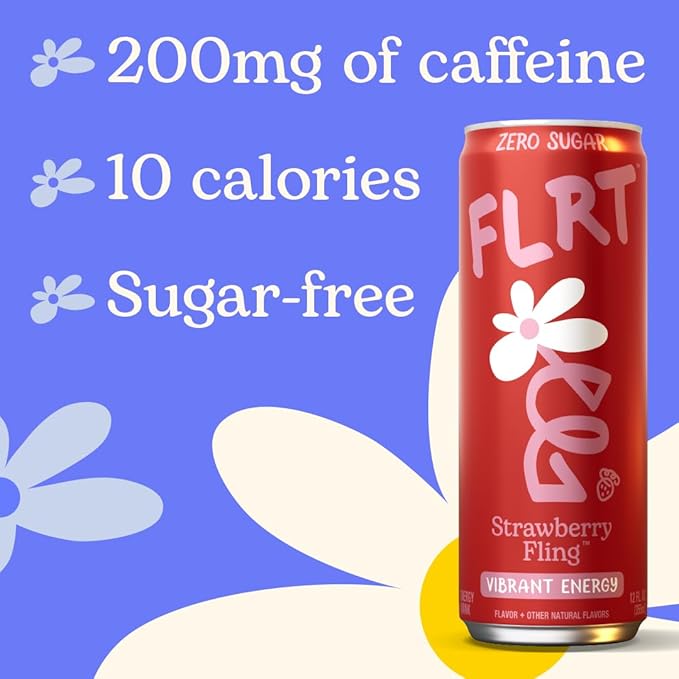 FLRT Energy Strawberry Fling Clean Energy Energy Drink 12 Fl Oz (Pack of 12)