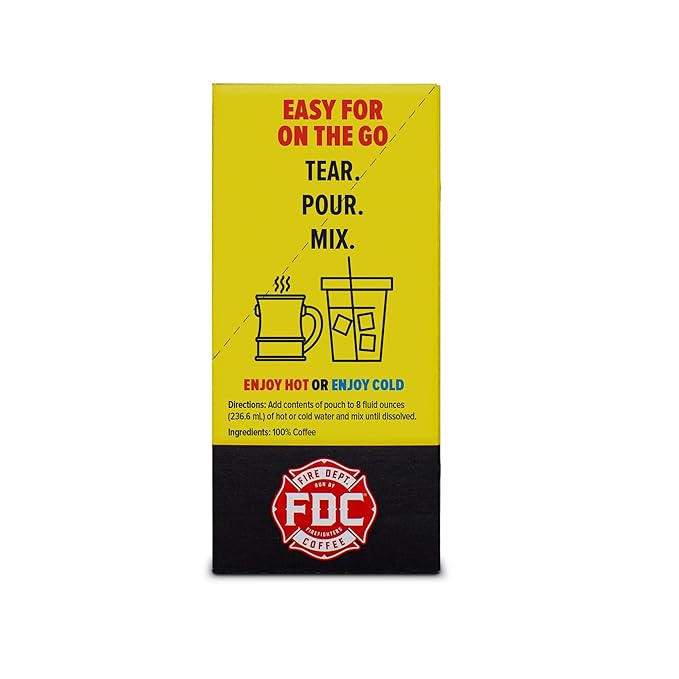 Fire Department Coffee Skull-Crushing Espresso Dark Roast Instant Coffee Packets - 60 Single Serve Packets - Gives Back to Firefighters - Veteran Owned