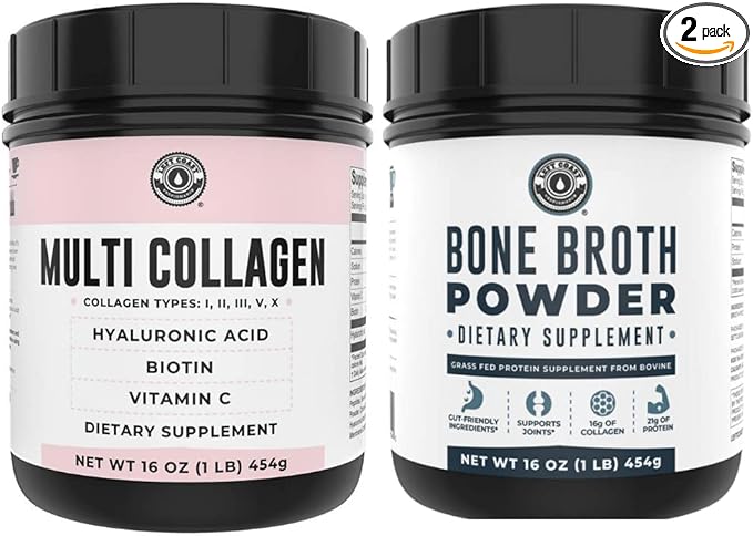 Left Coast Performance Pure Bone Broth and Multi Collagen Powder for Joint Hair Skin and Nails Support