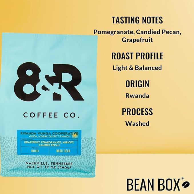 Vunga Cooperative Rwanda - Roasted by 8th &amp Roast Coffee Co. - Whole Bean Coffee - 2 Pound Bag