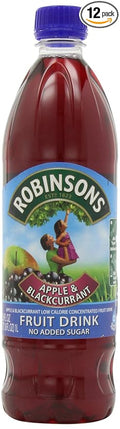 Robinson's Fruit Drink Apple &amp Blackcurrant No Added Sugar 1 Liter Plastic Bottles (Pack of 12)
