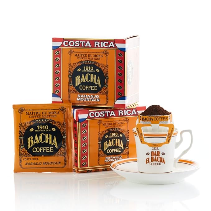 Bacha Coffee | Naranjo Mountain Costa Rica Single Origin Medium Dark Roast 100% Arabica Specialty Coffee 12 Coffee Drip Bags Gift Box