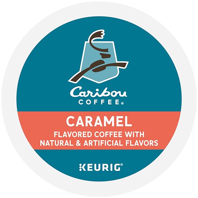 Caribou Coffee Caramel Flavored Coffee Single Serve Keurig K-Cup Pods Medium Roast Coffee 96-Count Box (Pack of 4)