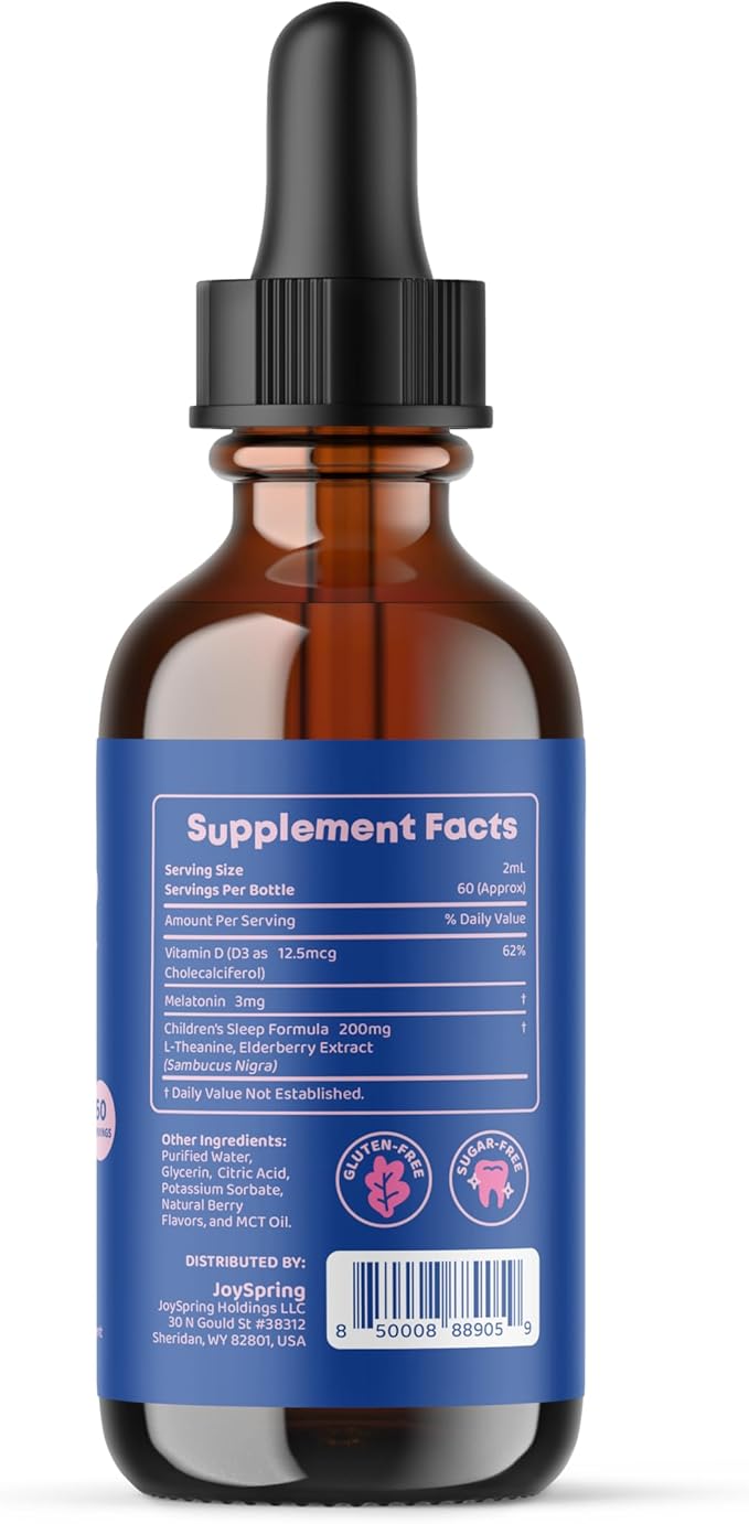 JoySpring Zinc with Vitamin C Supplements for Kids Immune Boost for a Supported Immune System and Melatonin Drops for Kids Sleep Support
