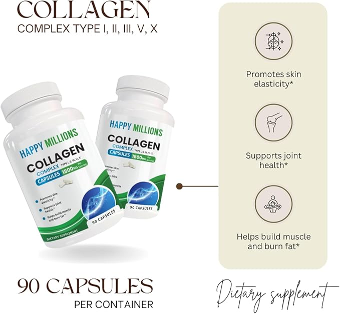 Collagen Complex | Supports Skin Hair Nails &amp Joint Health | Boosts Hydration Elasticity &amp Strength | 90 Capsules