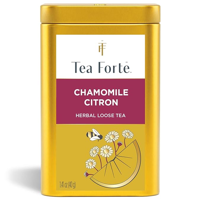 Tea Forte Chamomile Citron Premium Loose Leaf Caffeine-Free Herbal Tea Blend Canister Makes 35-50 Cups
