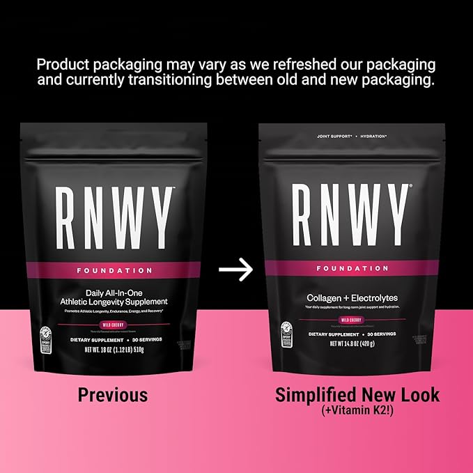 Foundation Collagen + Hydration Powder Daily Joint Support with Electrolytes Wild Cherry 10g Collagen Peptides 30 Servings