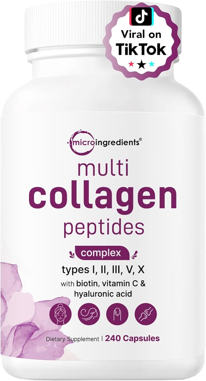 Micro Ingredients 8-in-1 Multi Collagen Pills &amp Women’s Probiotics 100 Billion CFU Veggie Capsules | 2 Pack | Hydrolyzed Peptides + Hyaluronic Acid &amp Vitamin C | 40 Strains + Cranberry &amp D