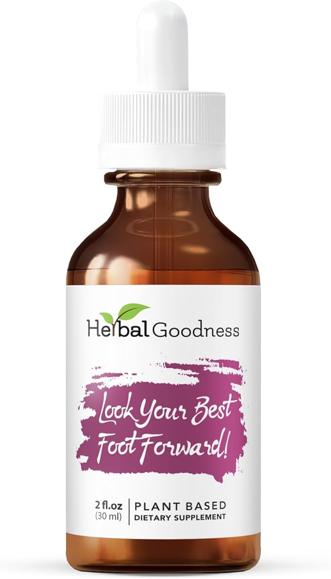 Herbal Goodness Look Your Best Foot Forward - 2oz Bottle - Plant-Based Beauty Liquid Extract for Skin Hair &amp Nails. Substitute Liquid Collagen for Women &amp Biotin Horsetail Supplements