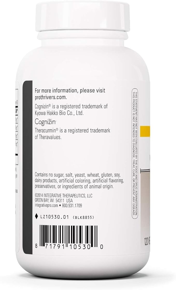 Integrative Therapeutics ProThrivers Wellness Brain - Brain Health Support Supplement for Adult* - Includes Lion’s Mane Mushroom - Vegan Gluten-Free &amp Dairy-Free - 120 Capsules (60 Servings)