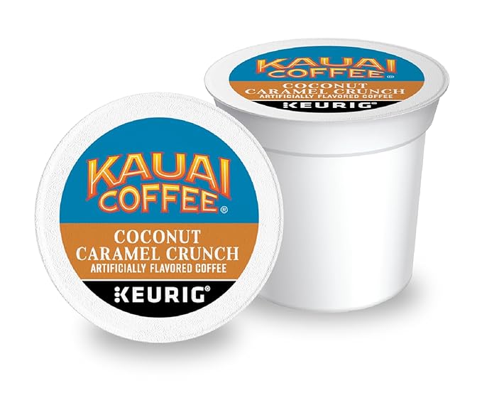 Kauai Coffee K-Cup Pods for Keurig Brewers – Arabica Coffee 10% Hawaiian – Medium Roast Nutty Caramel with Tropical Coconut – Coconut Caramel Crunch 1 Pack of 48 Single Serve K-Cups