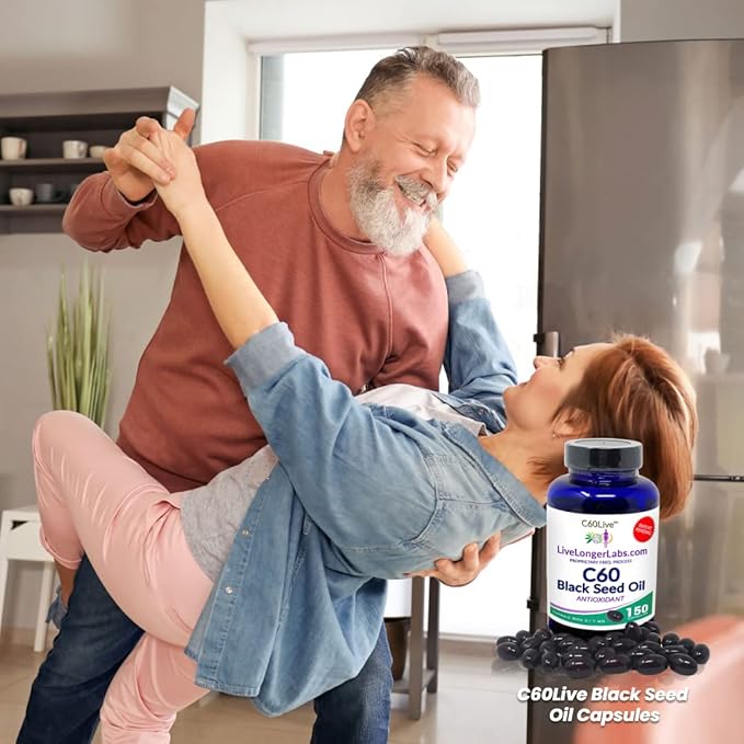Carbon 60 (Fullerene) with Black Seed Oil - Antioxidant Supplement- All Natural Ingredients - 150 Gel Capsules