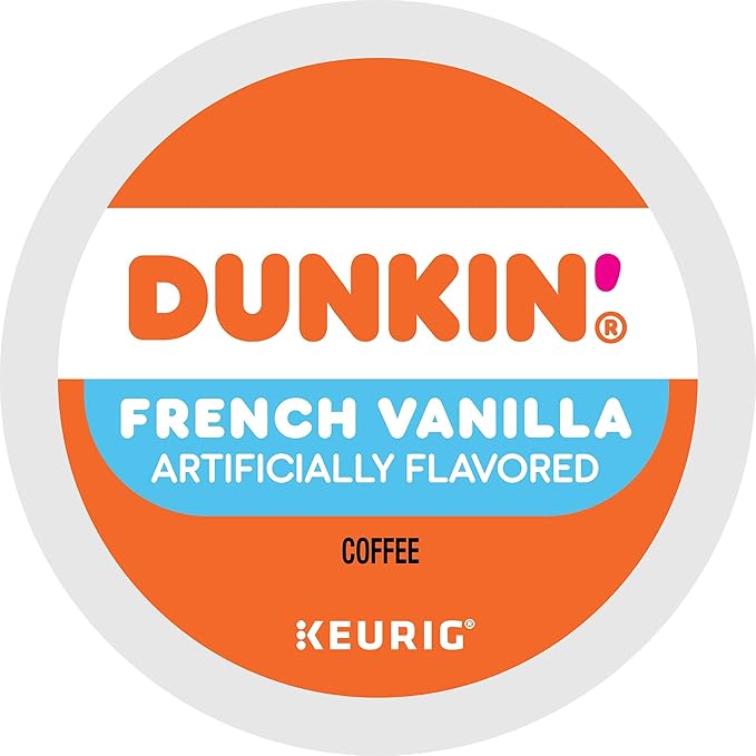 Dunkin' Donuts French Vanilla Keurig Single Serve K-Cup Pods Light Roast 22 Pods Per Pack Case Of 4 Packs