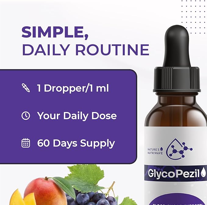 GlycoPezil – Daily Liquid Botanical Supplement with Chromium Maca Root Ginseng &amp Plant Extracts – Clean Stimulant-Free Formula – GMP-Certifed Non-GMO Made in USA - 2 fl oz 6 Month Supply