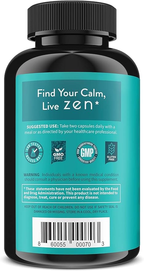 WellPath Zen Stress Relief Supplement + Mood Support (180 ct) | Calm Stress &amp Energy Aid | Ashwagandha Root Rhodiola Rosea L-Theanine Lemon Balm | Herbal Capsules