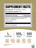 BulkSupplements.com Organic Chaga Mushroom Extract Powder - Organic Chaga Powder Mushroom Supplement - Gluten Free 1g per Serving 500g (1.1 lbs) (Pack of 1)