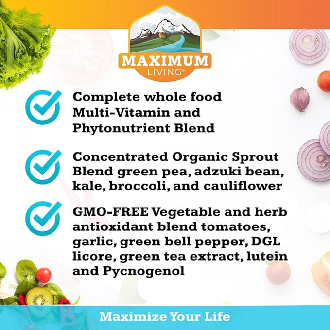 Maximum Living - Vita-Sprout Whole-Food Multivitamin &amp Phytonutrient Blend - 120 Capsules