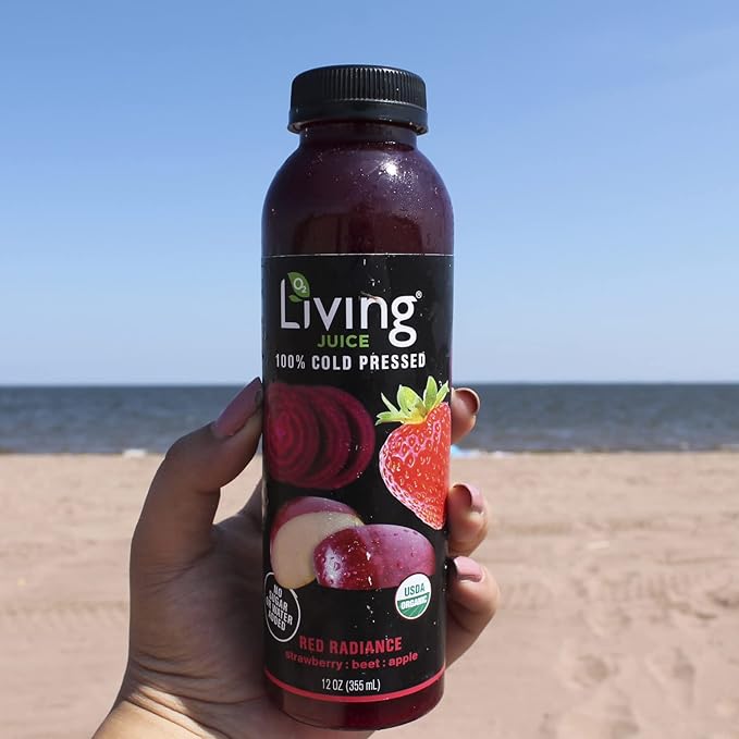 O2 Living Juice Cold Pressed Drink - Red Radiance Organic Juice Pack - No Added Sugar or Water Naturally Sweetened from Fruits Rich in Nutrients &amp Vitamins - Refreshing &amp Non-GMO - 12 fl oz