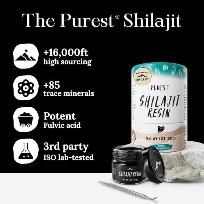 Pure Himalayan Shilajit High Nutritional Potency Grade A Shilajit Resin with 85+ Plant-Derived Trace Minerals and Fulvic Acid Energy &amp Immune Suport for Men &amp Women 3rd Party US Lab Tested
