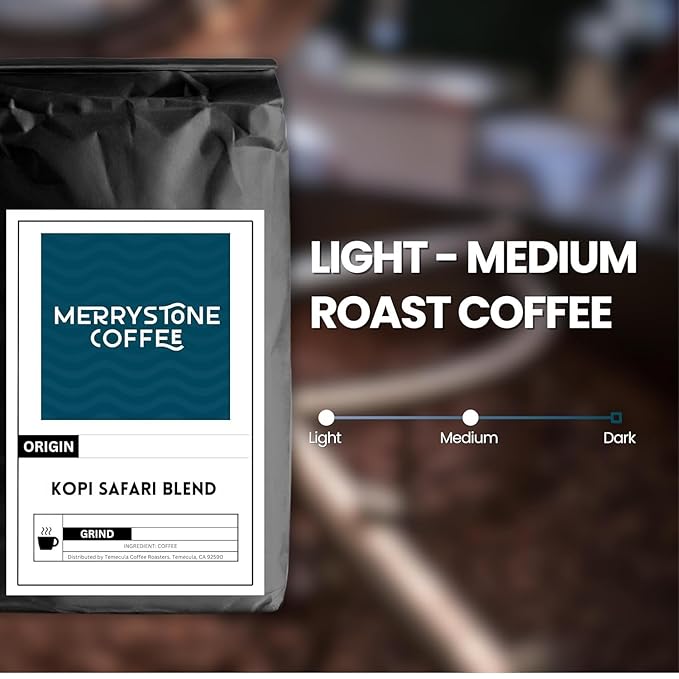 Merrystone Kopi Safari Blend Exotic Medium-Dark Roast Roasted to Order 2 Lb Espresso Grind