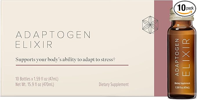 Isagenix Adaptogen Elixir - Liquid Supplement for Health Support - Focus &amp Sleep Support Supplement - Unique Botanical Blend to Support a Healthy Immune System - 1.59 Oz Bottles (10 Count)