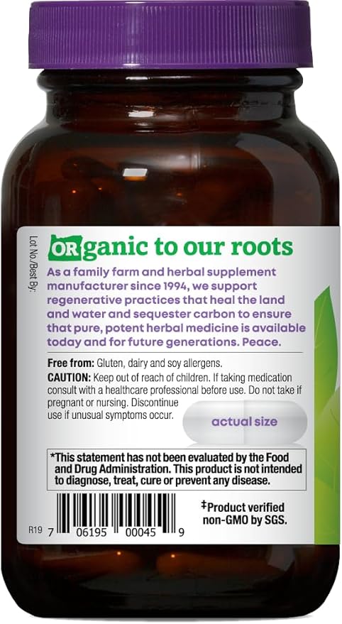 Oregon's Wild Harvest Certified Organic Nettle Capsules with Stinging Hairs Allergy Supplement 600 mg 90 Capsules