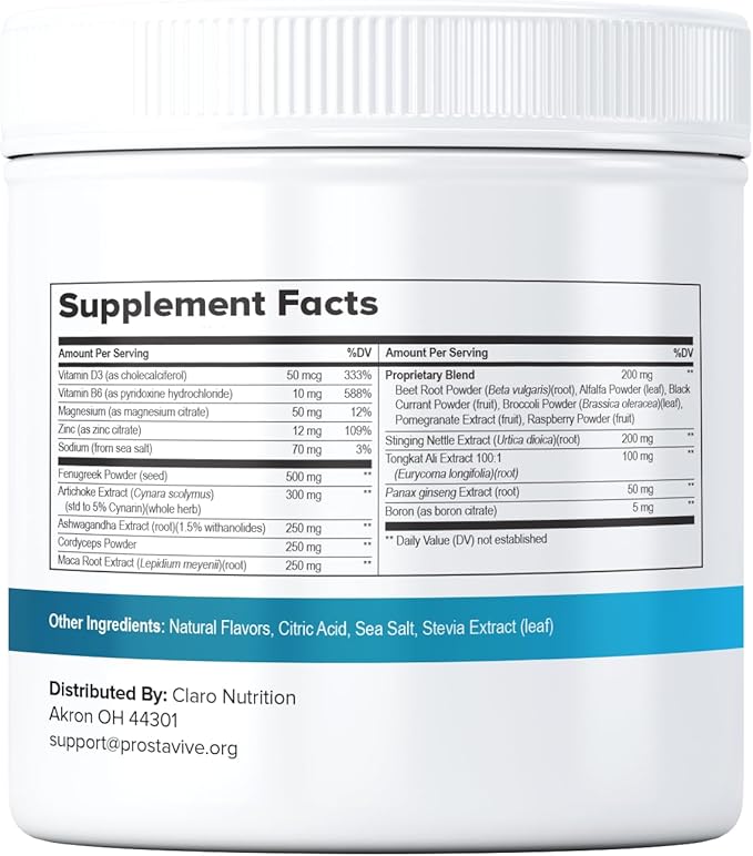 ProstaVive Advanced Prostate Support Formula - Complete Urinary &amp Bladder Health Supplement - Helps Promote Strong Flow &amp Emptying - Natural Powder - Gluten Free Non-GMO