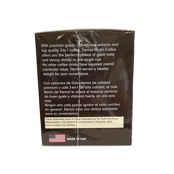 Eternal Gourmet Ganoderma (REISHI) Black Coffee 2 in1 Made in USA Cafe Negro con ganoderma Eternal Pack of 4