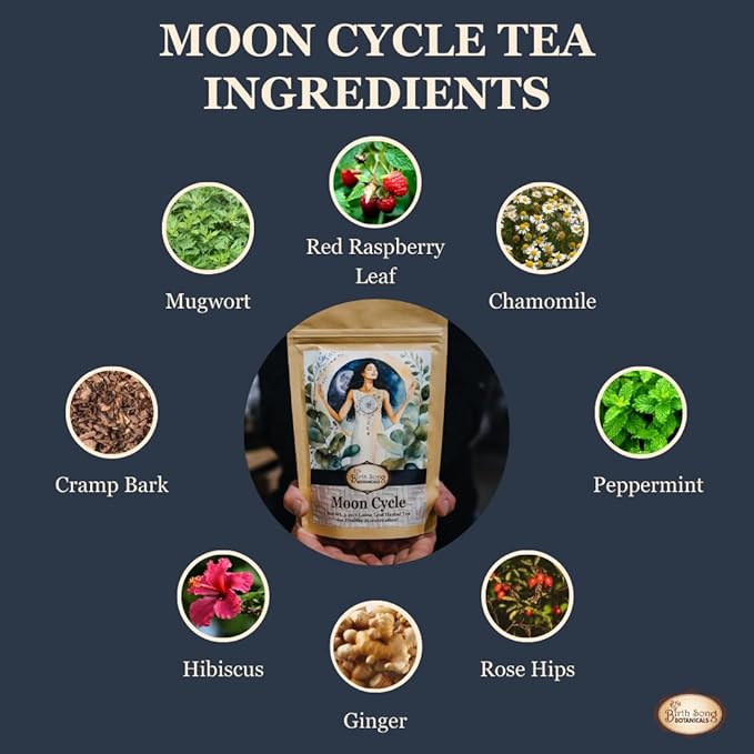 Birth Song Botanicals Organic Moon Cycle Menstrual Tea for Women Herbal Period Cramp &amp PMS Relief Hormone Balance Bloat &amp Cycle Support Raspberry Leaf Mugwort &amp Chamomile 30 Servings