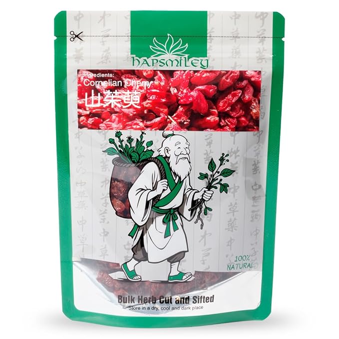 Hapsmiley Cornelian Cherry (山茱萸/Shan Zhu Yu) Dried Bulk Herbs – 3.5 oz (100g)