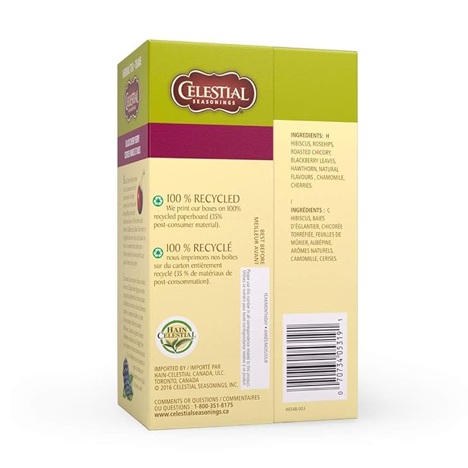 Celestial Seasonings Herb Tea Black Cherry Berry 20-count (Pack of6)