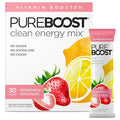 Pureboost Clean Energy Booster Refreshing Energy Drink Mix with B12 Vitamins Electrolytes Antioxidants Sugar-Free with No Sucralose (Strawberry Lemonade 30 Count)