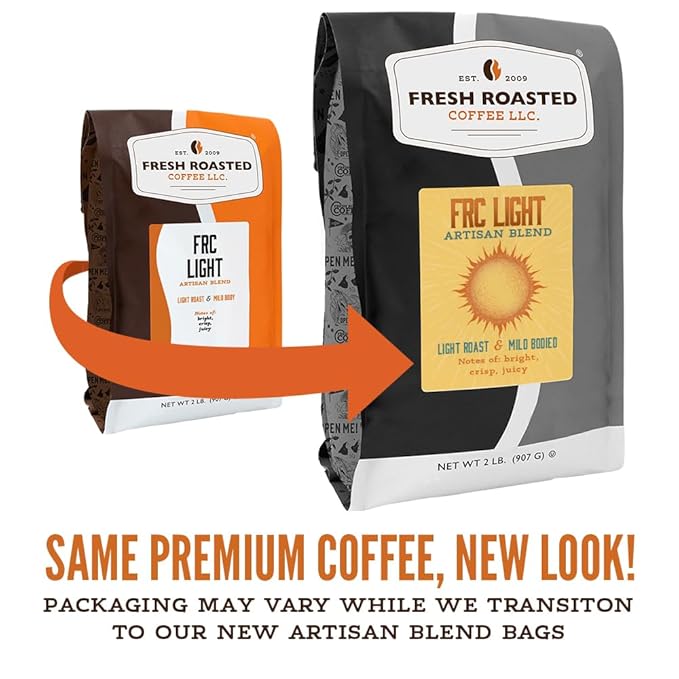 Fresh Roasted Coffee FRC Light Roast Blend 5 lb (80 oz) Kosher Whole Bean